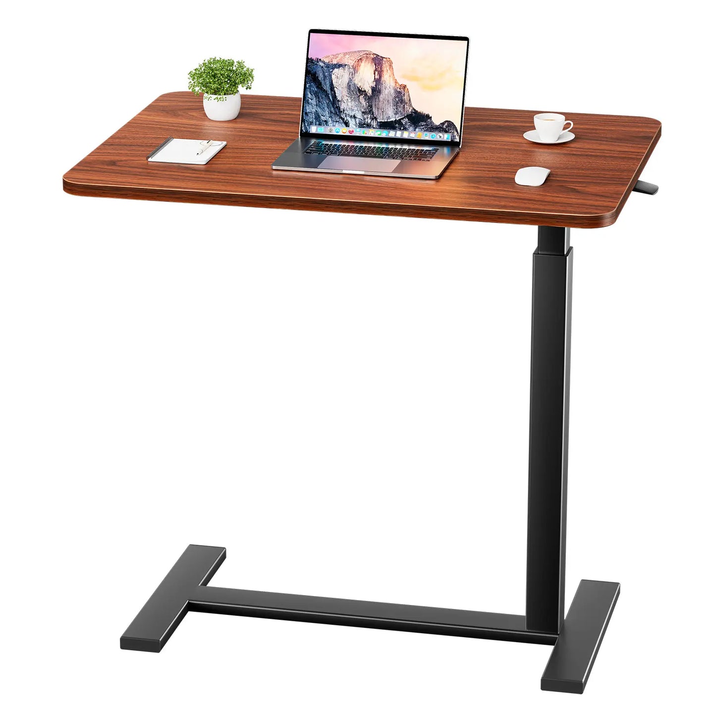 Mobile work desk - adjustable desktop height and flip-top