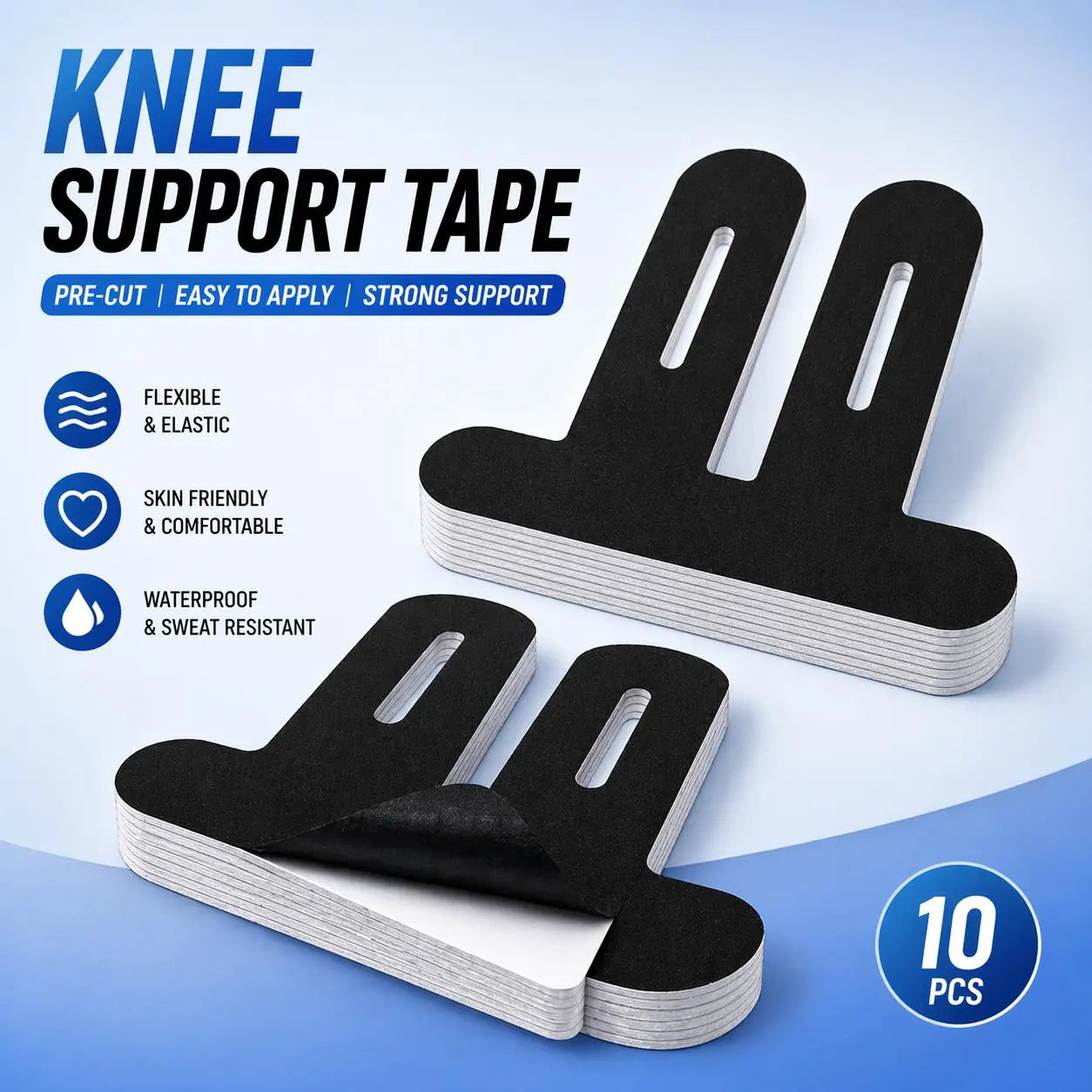 Precut Kinesiology Tape for Knees, 10 Pcs