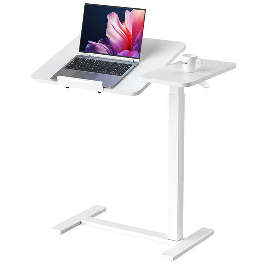 Mobile work desk - adjustable desktop height and flip-top