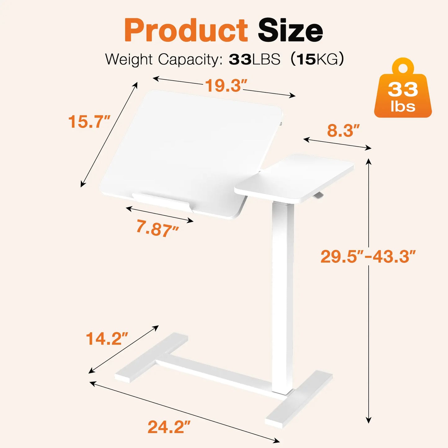 Mobile work desk - adjustable desktop height and flip-top