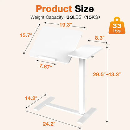 Mobile work desk - adjustable desktop height and flip-top