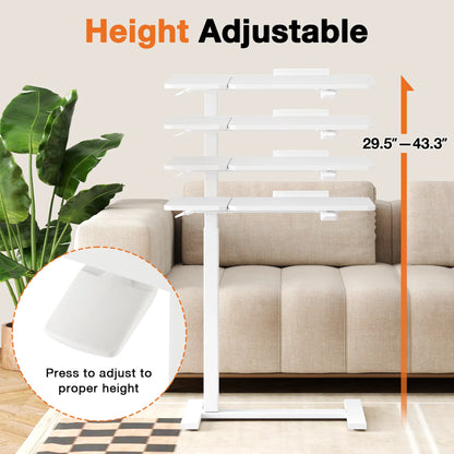 Mobile work desk - adjustable desktop height and flip-top