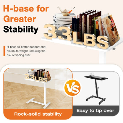 Mobile work desk - adjustable desktop height and flip-top