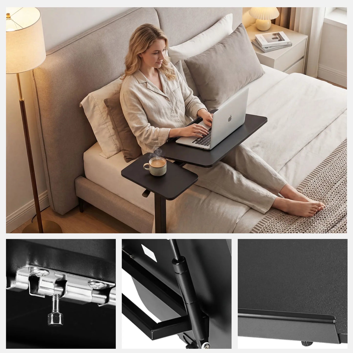 Mobile work desk - adjustable desktop height and flip-top